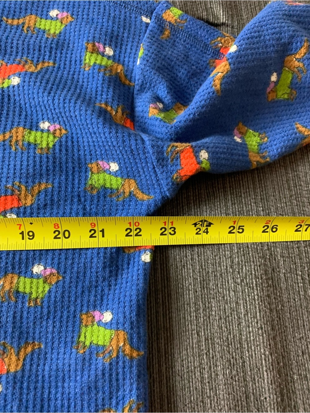 Aerie Thermal Waffle Knit Dachshund Dog Print Pajama Set Blue - Picture 11 of 16